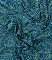 Blue Woven Pure Silk Saree With Printed Floral Motifs-PS0655