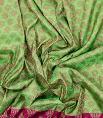 Light Green Handloom Kanchipuram Silk Saree With Meena Floral Motifs-KA14745