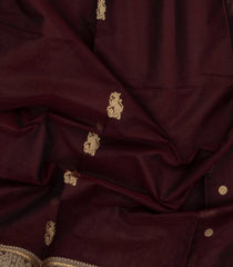 Dark Maroon Handloom Silk Cotton Saree With Buttas-SC4316