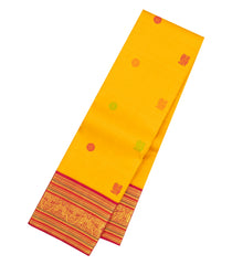 Yellow Handloom Korvai Kanchipuram Silk Saree With Silk Buttas-KA16366