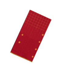 Red Handloom Bengal Cotton Saree With Checks & Buttas-BG1661