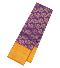 Purple Handloom Korvai Kanchipuram Silk Saree With Meena Floral Zari Motifs-KA15832