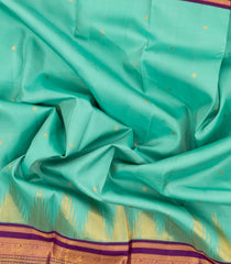 Aquamarine Handloom Korvai Kanchipuram Silk Saree With Floral Motifs-KA13537