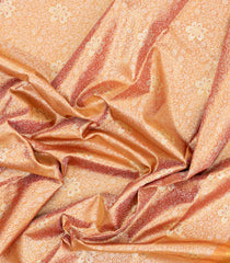 Peach Woven Tissue Silk Saree With Floral Zari Motifs-KA15556