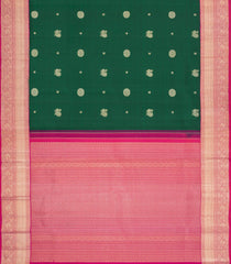 Dark Green Handloom Kanchipuram Silk Saree With Annam Buttas-KA15075