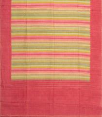 Peach Printed Synthetic Tussar Silk Saree With Multi Colour Stripes-SY0530