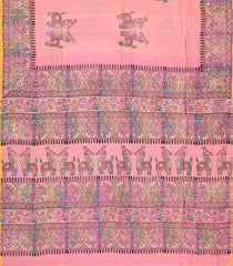 Peach Woven Silk Saree With Printed Horse Motifs-PS0575