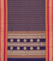Purple Handloom Kanchi Cotton Saree With Checks & Buttas-KC1859