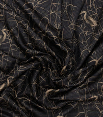 Black Handloom Tussar Silk Saree With Printed Floral Motifs-TU3136