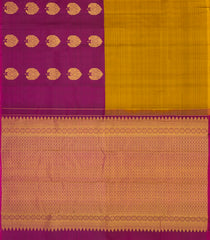 Oil Mustard & Magenta Handloom Kanchipuram Silk Saree With Buttas-KA14241