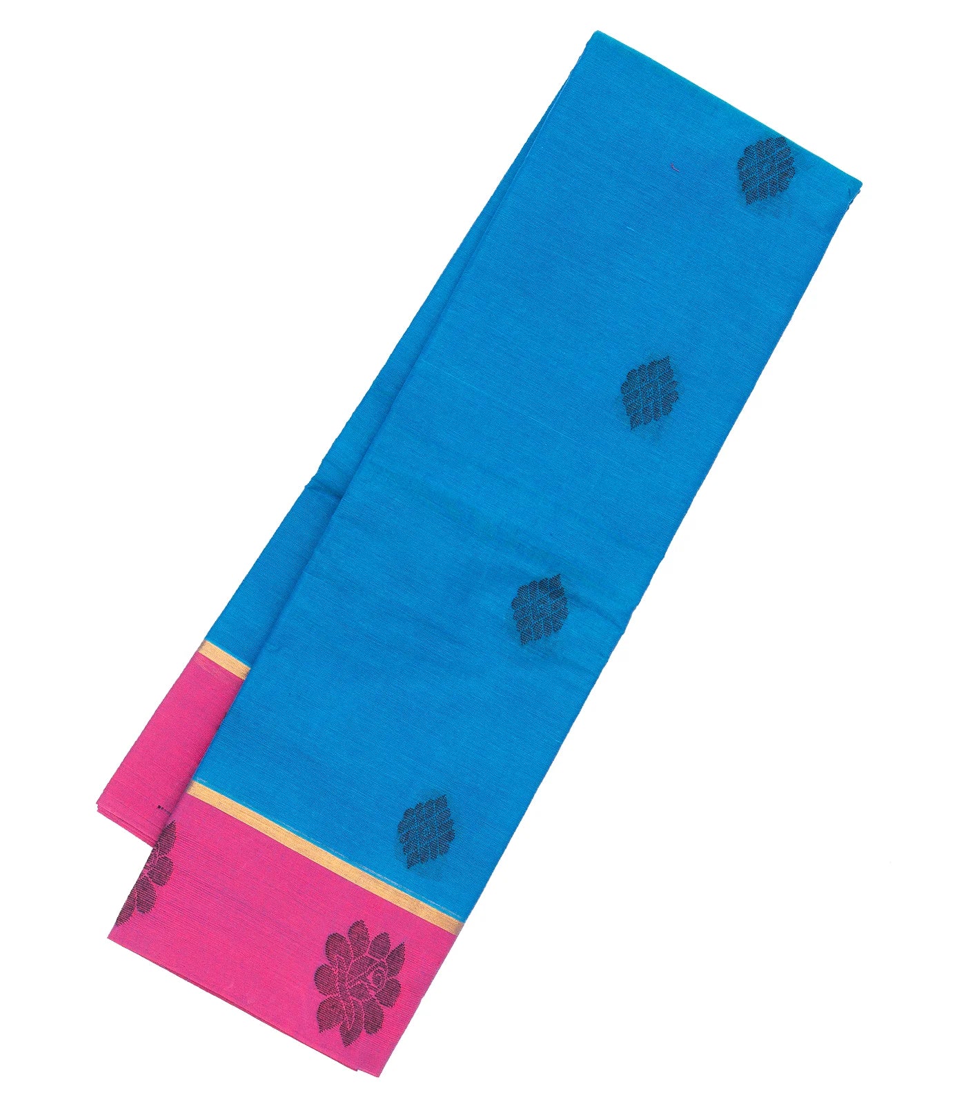 Sky Blue Rasipuram Cotton Saree With Floral Buttas â RmKV Silks Private Ltd