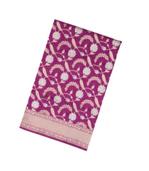 Magenta Handloom Banarasi Silk Saree With Floral Motifs-BE1436