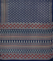 Dark Blue Woven Chanderi Cotton Saree With Printed Floral Motifs-CC1353