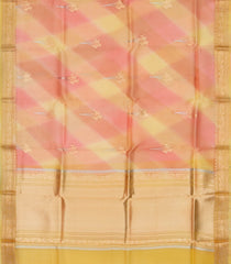 Peach Handloom Banarasi Organza Silk Saree With Floral Buttas-BE1587