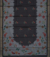 Black Woven Synthetic Cotton Saree With Printed Bird Motifs-BL4278