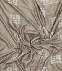 Taupe Printed Synthetic Kotha Silk Saree With Zari Border-SY0001