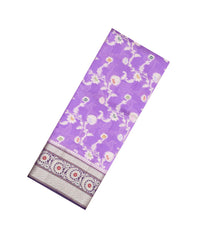 Lavender Woven Dupion Silk Saree With Meena Floral Motifs & Contrast Border-DS0530