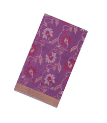 Lavender Handloom Uppada Silk Saree With Floral Vine Zari Motifs-UP0369