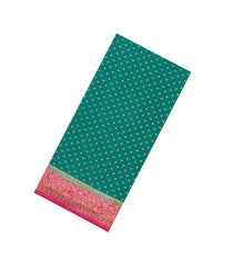 Aquamarine Handloom Banarasi Khaddi Georgette Silk Saree With Contrast Border-BE1811