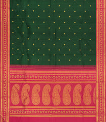 Dark Green Handloom Korvai Kanchipuram Silk Saree With Buttas-KA15719