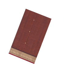 Brown Handloom Silk Cotton Saree With Buttas & Zari Border-SC4813