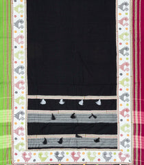 Black Woven Cotton Saree With Kasuti Hand Embroidered Border & Pallu-EN1765