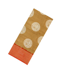 Sandal Printed Synthetic Dola Saree With Zari Stripes & Border-BL5406