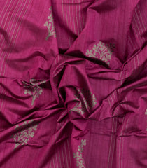 Magenta Woven Synthetic Dupion Saree With Floral Buttas & Contrast Pallu-SY0519