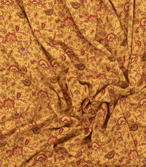 Sandal Printed Crepe Silk Saree With Floral Motifs-PS0881