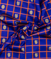 Purple Handloom Korvai Kanchipuram Silk Saree With Checks & Buttas-KA16057