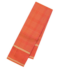 Peach Woven Pure Silk Saree With Zari Checks-EC2609