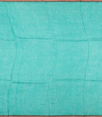 Black Handloom Linen Saree With Printed Turquoise Floral Motifs-LI0784
