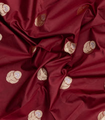 Crimson Woven Banarasi Poona Silk Saree With Buttas & Contrast Border-BP1044