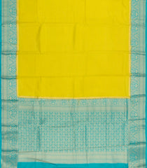 Neon Green Woven Blended Viscose Saree With Zari Checks-BL6082