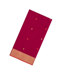 Red Handloom Maheswari Silk Cotton Saree With Buttas-SC4182