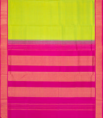 Light Green Handloom Korvai Kanchipuram 9 Yards Silk Saree With Pink Border-KA13383