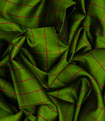 Green Soft Silk Saree With Checks-Green