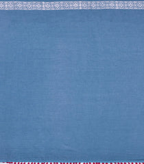 Steel Blue Printed Jaipur Cotton Saree With Tie & Dye Motifs-JC1850