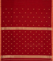 Red Handloom Maheswari Silk Cotton Saree With Buttas & Zari Border-SC4884