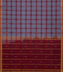 Grey Woven Kadapa Cotton Saree With Checks & Buttas-KN0683