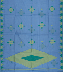 Blue Woven Synthetic Tussar Saree With Floral Motifs & Temple Border-BL4535