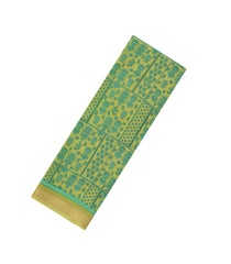 Lime Green Woven Pure Silk Saree With Printed Floral Motifs-PS0660