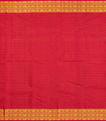 Red Handloom Kanchipuram Silk Saree With Zari Stripes & Buttas-KA15272