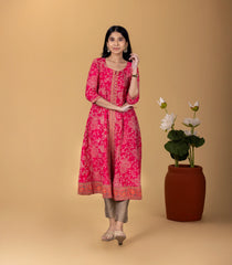 Pink Floral Printed Kurta-KR0848