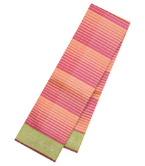 Bubblegum Pink Handloom Korvai Kanchipuram Silk Saree With Stripes-KA15793