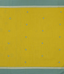 Neon Green Handloom Bengal Cotton Saree With Floral Motifs-BG1627