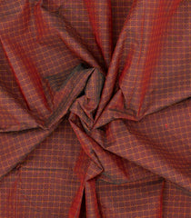 Maroon Woven Chettinad Cotton Saree With Dotted Checks & Contrast Border-CN1780