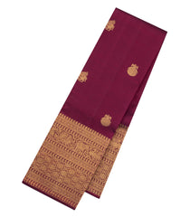 Maroon Handloom Kanchipuram Silk Saree With Zari Buttas-KA15467