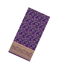 Dark Purple Woven Art Dupion Saree With Tie & Dye Motifs & Meena Border-BL5905