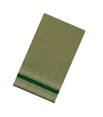Green Handloom Silk Cotton Saree With Zari Stripes-SC4544